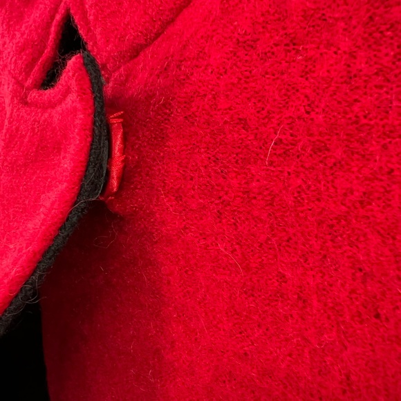 Chico’s 2 M 12 red black cape jacket 100% wool winter business casual Holiday - Picture 6 of 10